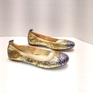 Gold and Silver Glitter Ballet Flats